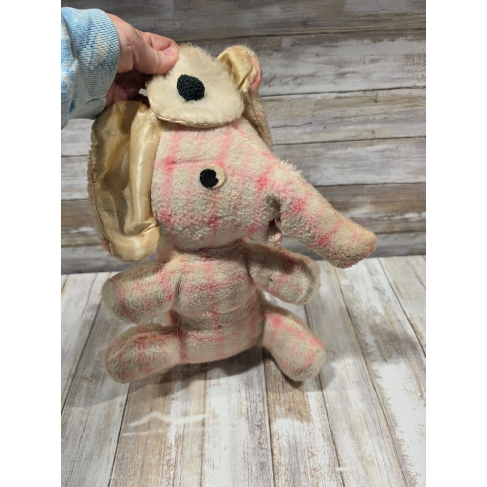 Vintage Elka‎ Toys Pink Plaid Elephant Plush Stuffed Animal Mid Century NY
READ
